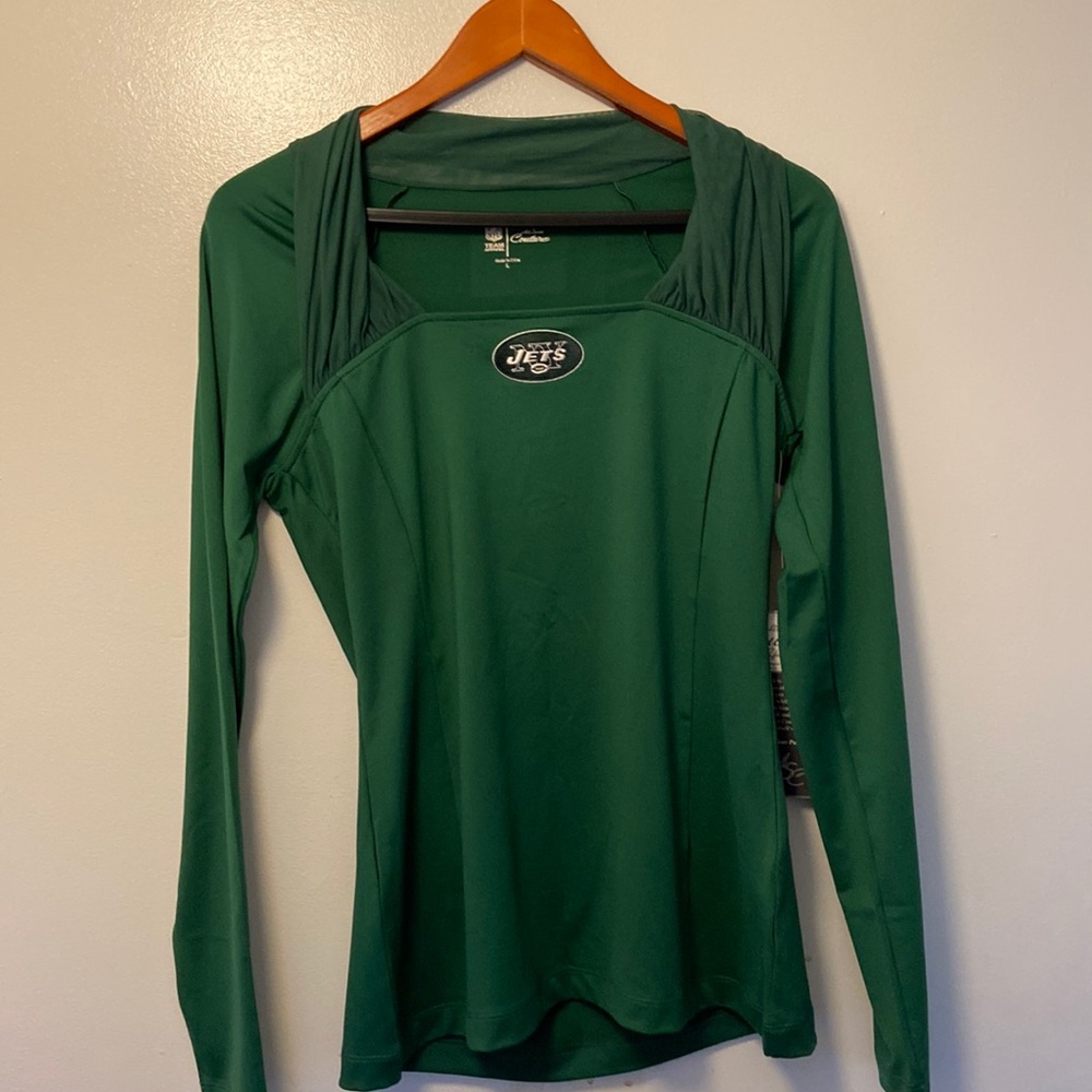 NWT New NFL New York Jets Women's Green Long Sleeve Top Size Large